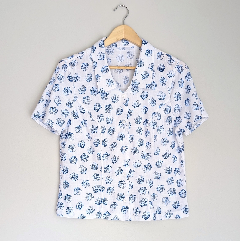 Vintage Handmade Floral Print Boxy Fit Blouse